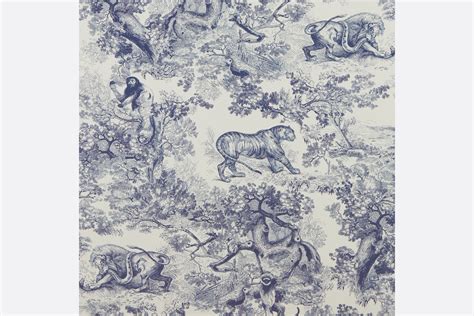 dior safari print wallpaper|Decorative Wall Mural Toile de Jouy, Navy Blue .